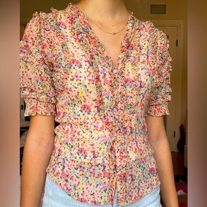 Gorgeous multicolored floral Rebecca Taylor blouse